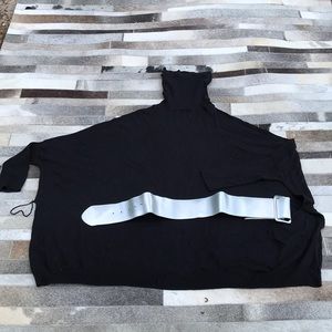 Boho black sweater w/silver belt 3/4 sleeves SzS-M